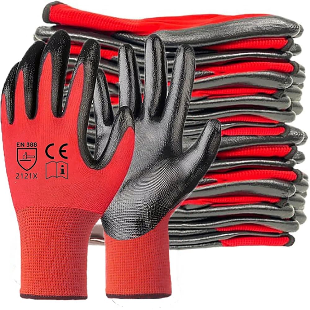 Rubber-coated work gloves